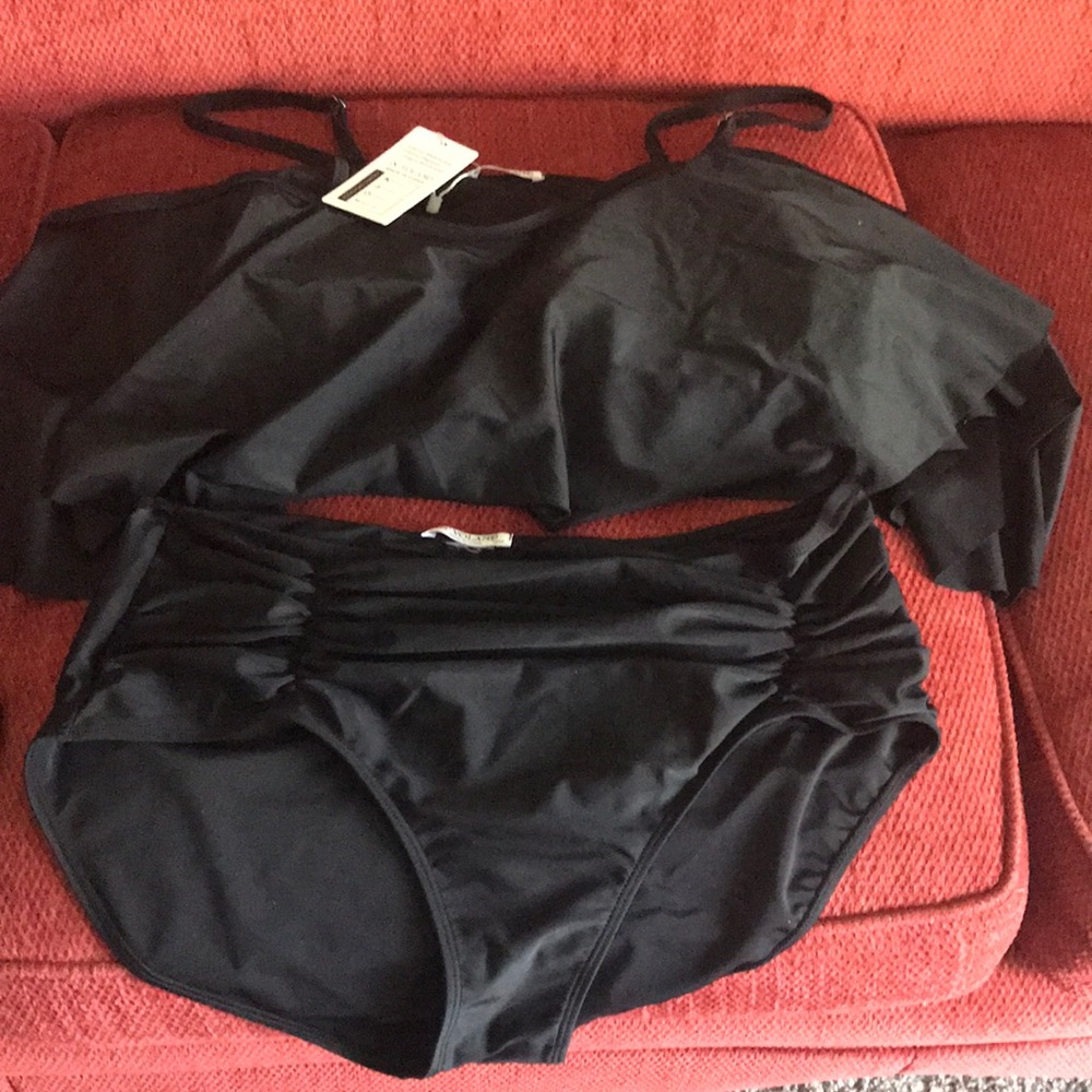 Plus size black 2piece swimming suit